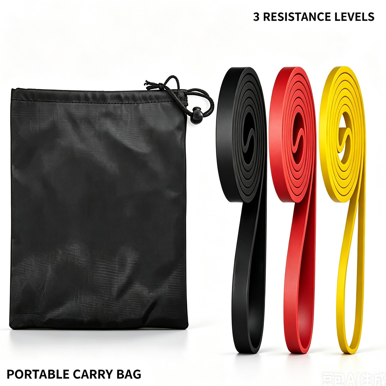 Pull-Up Assist Bands, three resistance levels with carry bag